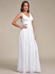 Chiffon Empire Waist Sleeveless Pleated Bridesmaid Dress - White