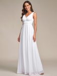 Chiffon Empire Waist Sleeveless Pleated Bridesmaid Dress – White