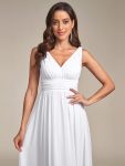 Chiffon Empire Waist Sleeveless Pleated Bridesmaid Dress – White