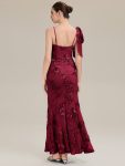 Jacquard Knit Sleeveless Evening Dress – Burgundy