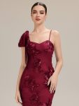 Jacquard Knit Sleeveless Evening Dress – Burgundy