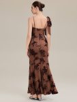 Jacquard Knit Sleeveless Evening Dress – Brown