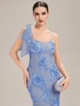 Jacquard Knit Sleeveless Evening Dress – Ice Blue