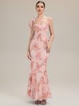 Jacquard Knit Sleeveless Evening Dress - Pink