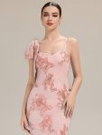 Jacquard Knit Sleeveless Evening Dress – Pink
