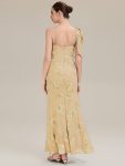 Jacquard Knit Sleeveless Evening Dress – Yellow