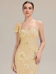 Jacquard Knit Sleeveless Evening Dress – Yellow