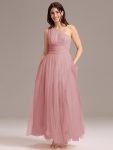 Chic A-Line One-Shoulder Tulle Maxi Bridesmaid Dress – Dusty Rose