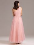Chic A-Line One-Shoulder Tulle Maxi Bridesmaid Dress – Pink