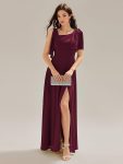 Thigh-High Slit Chiffon Sleeveless Maxi Dress – Burgundy