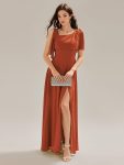 Thigh-High Slit Chiffon Sleeveless Maxi Dress - Burnt Orange