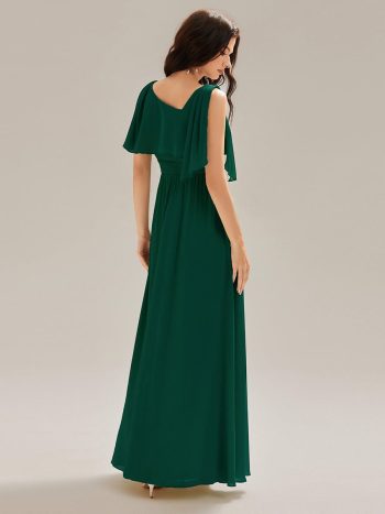 Thigh-High Slit Chiffon Sleeveless Maxi Dress - Dark Green