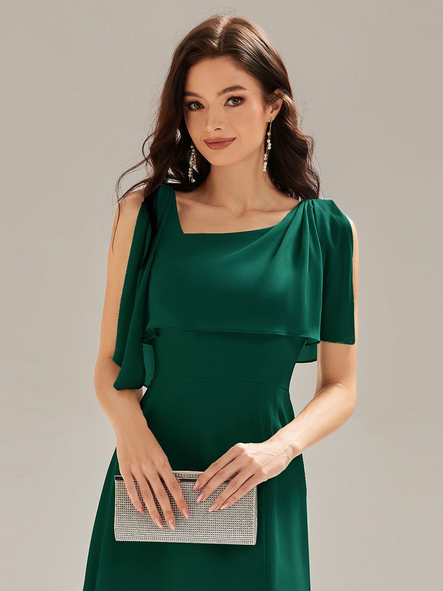 Thigh-High Slit Chiffon Sleeveless Maxi Dress - Dark Green Thigh-High Slit Chiffon Sleeveless Maxi Dress - Dark Green