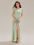 Thigh-High Slit Chiffon Sleeveless Maxi Dress - Mint Green