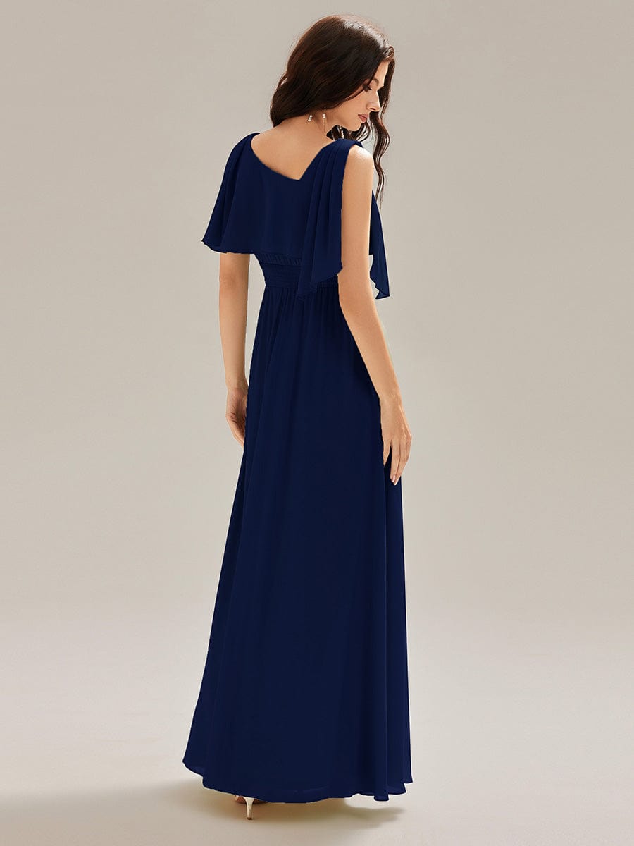 Thigh-High Slit Chiffon Sleeveless Maxi Dress - Navy Blue Thigh-High Slit Chiffon Sleeveless Maxi Dress - Navy Blue