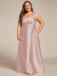 V-neck Empire Waist Satin Maxi Bridesmaid Dress with Pockets – Mauve