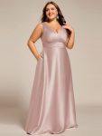 V-neck Empire Waist Satin Maxi Bridesmaid Dress with Pockets – Mauve
