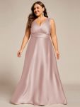 V-neck Empire Waist Satin Maxi Bridesmaid Dress with Pockets – Mauve