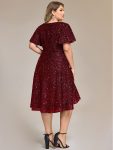 Plus Size Sequin Ruffle Sleeve Formal Dress – Burgundy