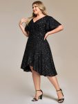 Plus Size Sequin Ruffle Sleeve Formal Dress – Black