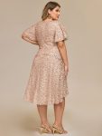 Plus Size Sequin Ruffle Sleeve Formal Dress – Champagne