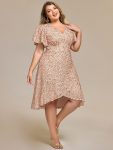 Plus Size Sequin Ruffle Sleeve Formal Dress – Champagne