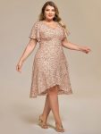 Plus Size Sequin Ruffle Sleeve Formal Dress – Champagne