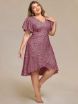 Plus Size Sequin Ruffle Sleeve Formal Dress – Purple Orchid