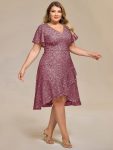 Plus Size Sequin Ruffle Sleeve Formal Dress – Purple Orchid