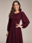 Chiffon Long Sleeve A-Line Round Neckline Formal Dress – Mulberry