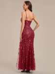 Slit Sequin Mermaid Formal Dress – Burgundy