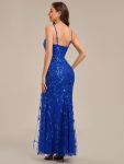 Slit Sequin Mermaid Formal Dress – Sapphire Blue