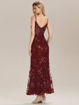 See-through Sequin Mermaid Formal Evening Dress – Burgundy