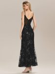 See-through Sequin Mermaid Formal Evening Dress – Black