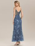 See-through Sequin Mermaid Formal Evening Dress – Dusty Blue