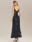See-through Sequin Mermaid Formal Evening Dress – Navy Blue