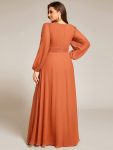 Chiffon Long Sleeve A-Line Round Neckline Formal Dress – Brandied Melon