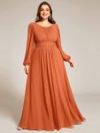Chiffon Long Sleeve A-Line Round Neckline Formal Dress – Brandied Melon