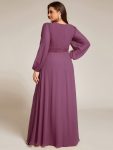Chiffon Long Sleeve A-Line Round Neckline Formal Dress – Damson