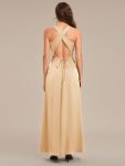 Backless Satin Sleeveless Bridesmaid Dress – Champagne