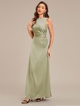 Backless Satin Sleeveless Bridesmaid Dress – Sage Green