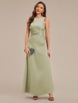 Backless Satin Sleeveless Bridesmaid Dress – Sage Green