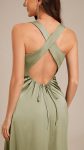 Backless Satin Sleeveless Bridesmaid Dress – Sage Green