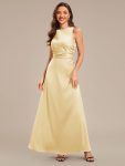 Backless Satin Sleeveless Bridesmaid Dress - Yellow