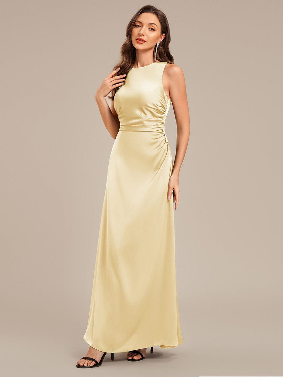 Backless Satin Sleeveless Bridesmaid Dress - Yellow Backless Satin Sleeveless Bridesmaid Dress - Yellow