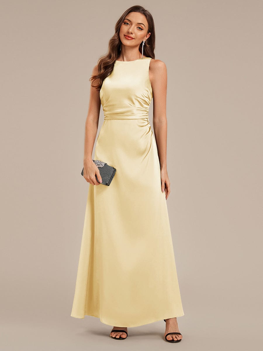 Backless Satin Sleeveless Bridesmaid Dress - Yellow Backless Satin Sleeveless Bridesmaid Dress - Yellow