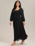 See-through Chiffon Lantern Sleeve Wedding Guest Dress – Black