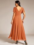 Double V-Neck Waist Trimmed Chiffon Mother of the Bride Dress – Brandied Melon
