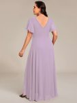 Double V-Neck Waist Trimmed Chiffon Mother of the Bride Dress – Frosted Lilac