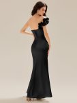 Lace-Up Satin Mermaid Maxi Dress – Black